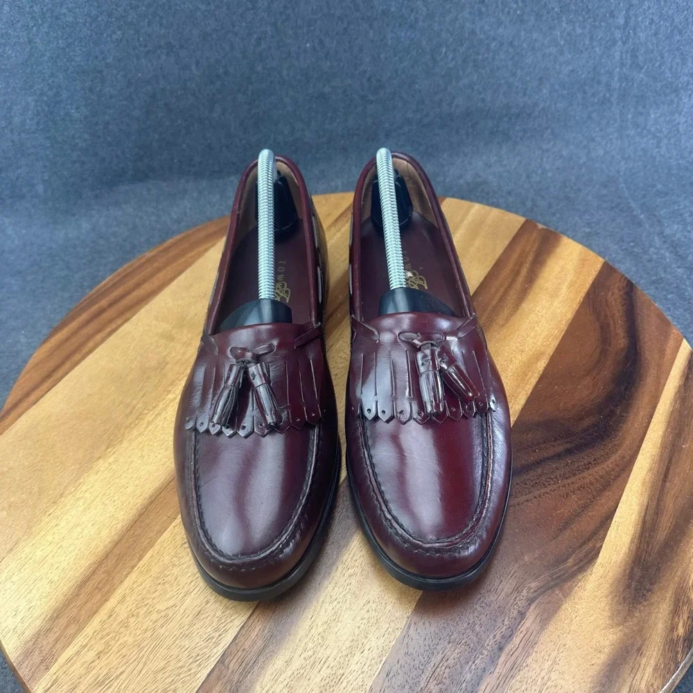 Towncraft Mens Burgundy Leather Kiltie Tassel Loafers Shoes 9.5 D 3217 1966 - Picture 4 of 12